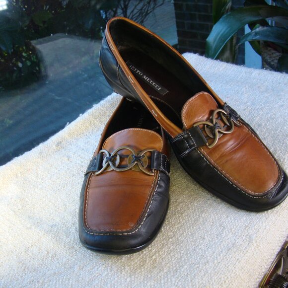 Sesto Meucci Shoes - Sesto Meucci Leather Slip On Loafers Black/Brown Size 8